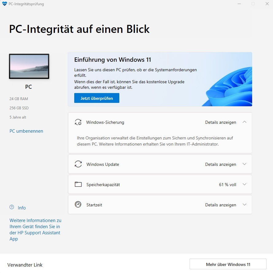 Outil de vérification de l'état du PC