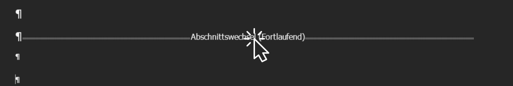 Cliquez sur la marque de changement de section
