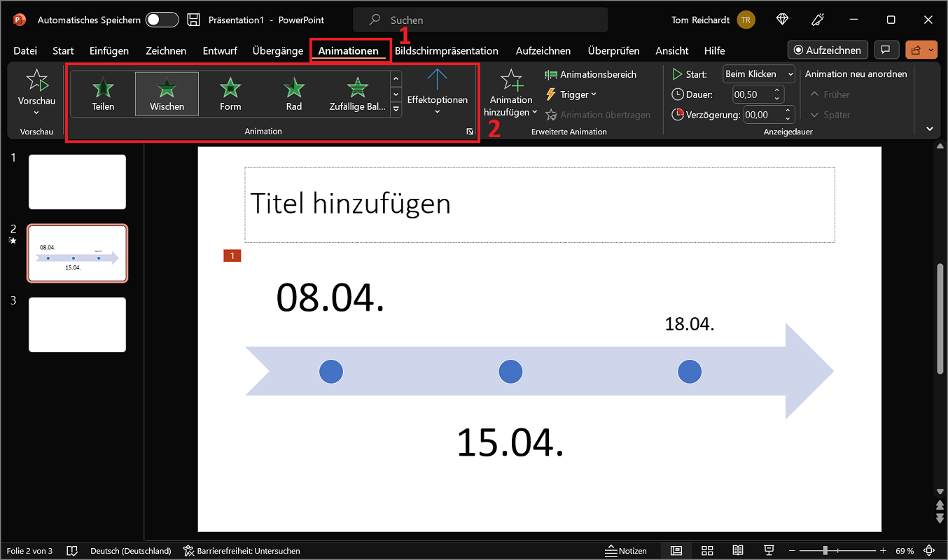 Ajouter des animations à une chronologie PowerPoint