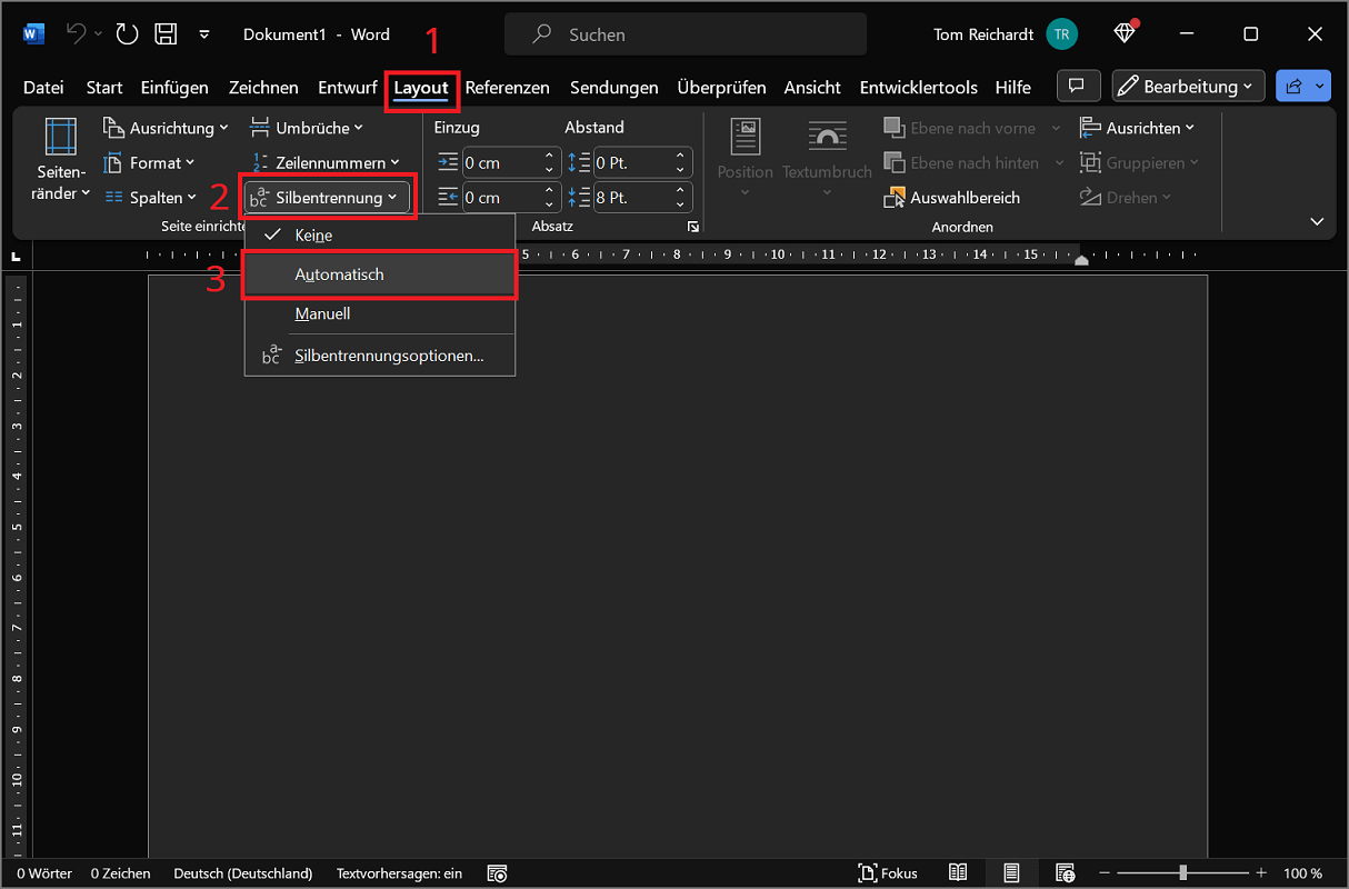 Activer la césure automatique dans Word