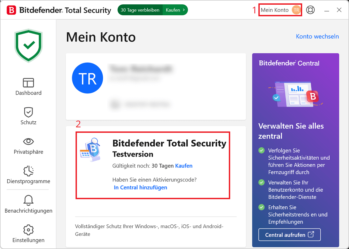 Afficher la durée restante de la licence Bitdefender