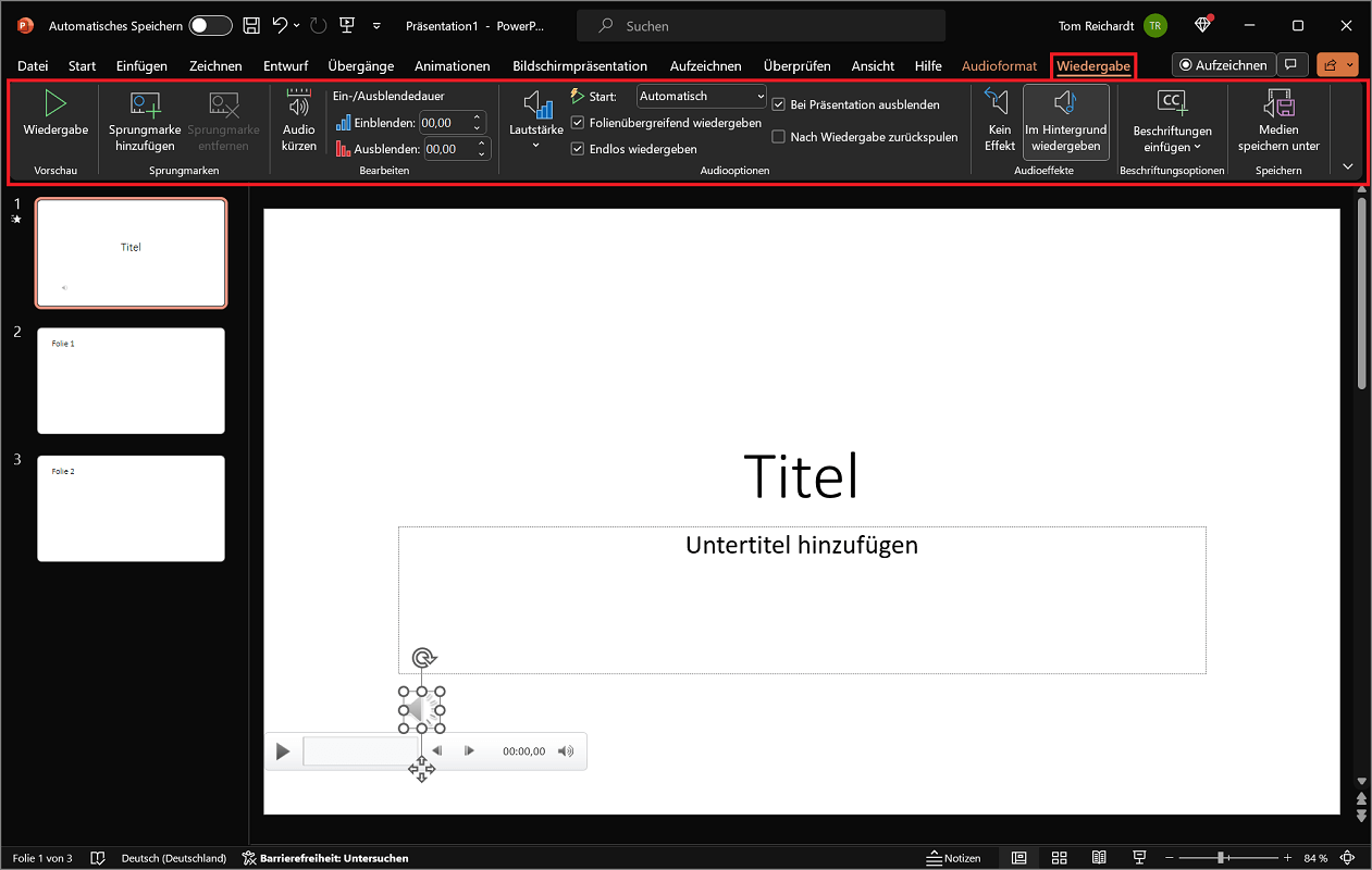 Paramètres et ajustements pour la musique PowerPoint