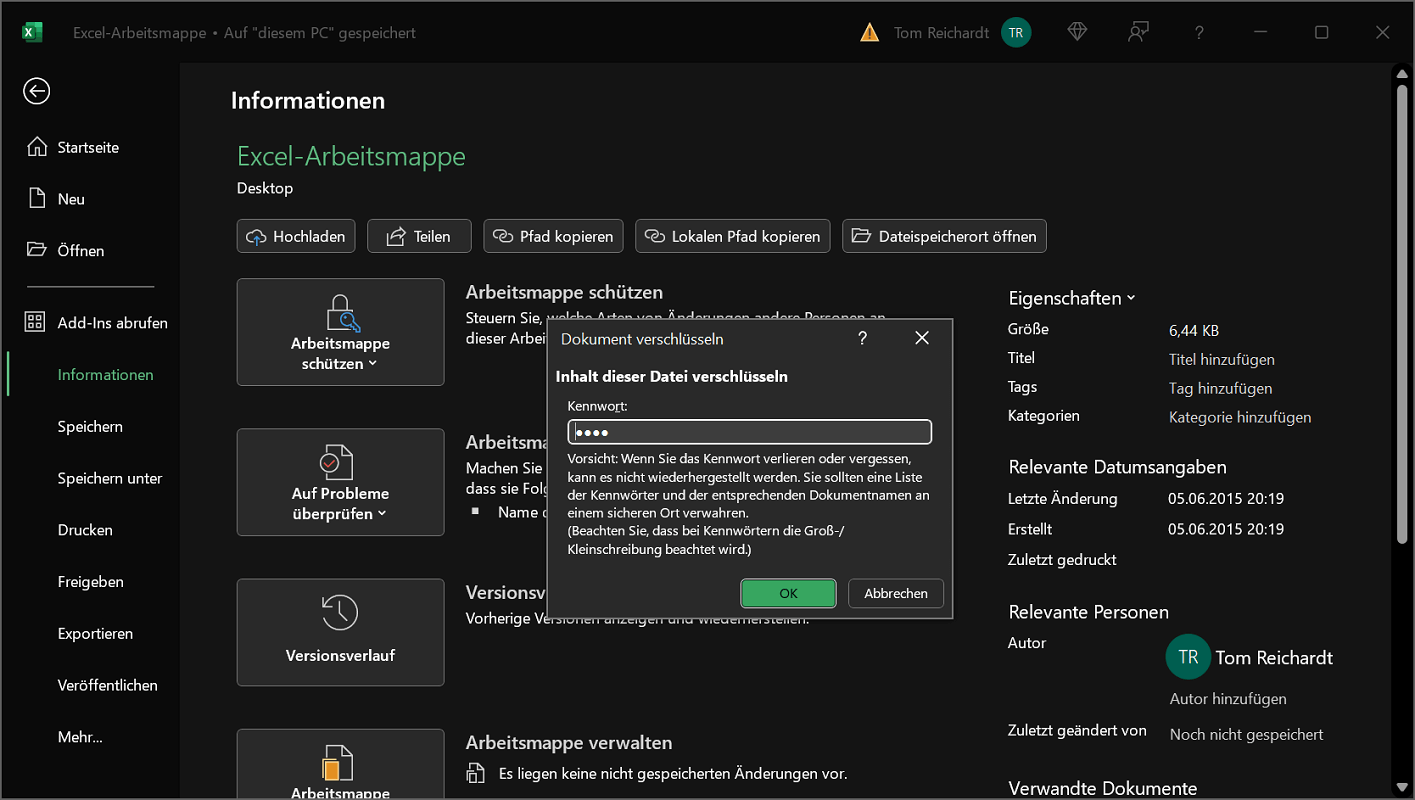 Protéger le fichier Excel avec un mot de passe