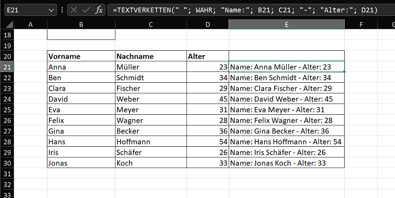 Fonction Excel CONTENU TEXTE