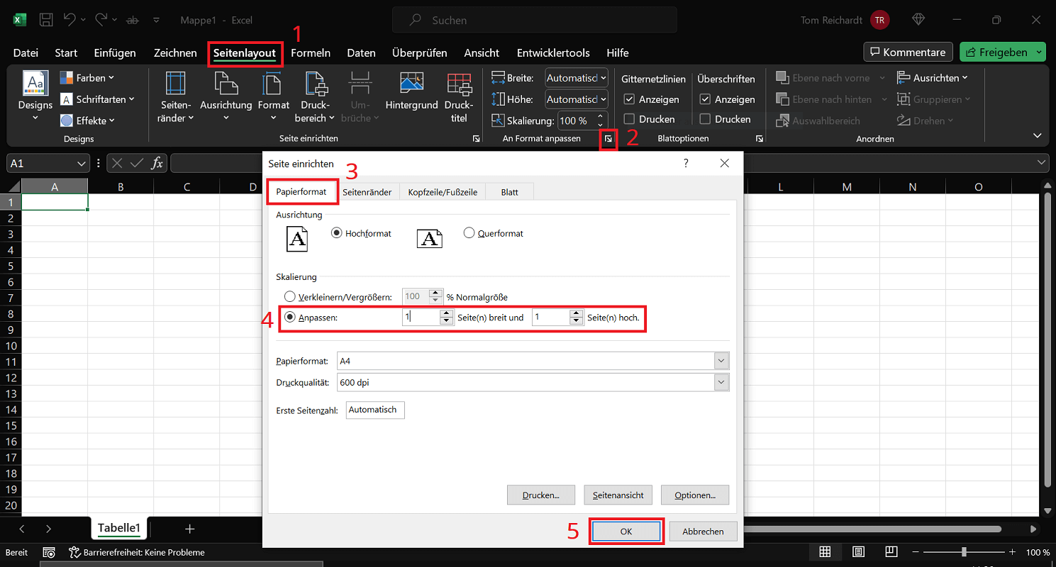 Convertir une feuille de calcul Excel en PDF sur une seule page