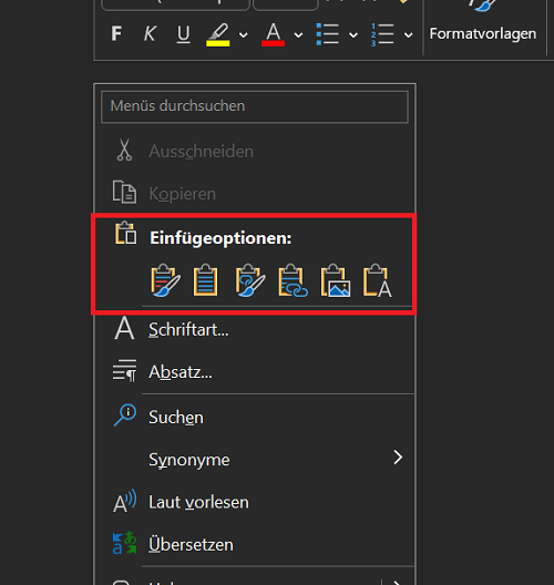 Copiez le tableau Excel et collez-le dans Word