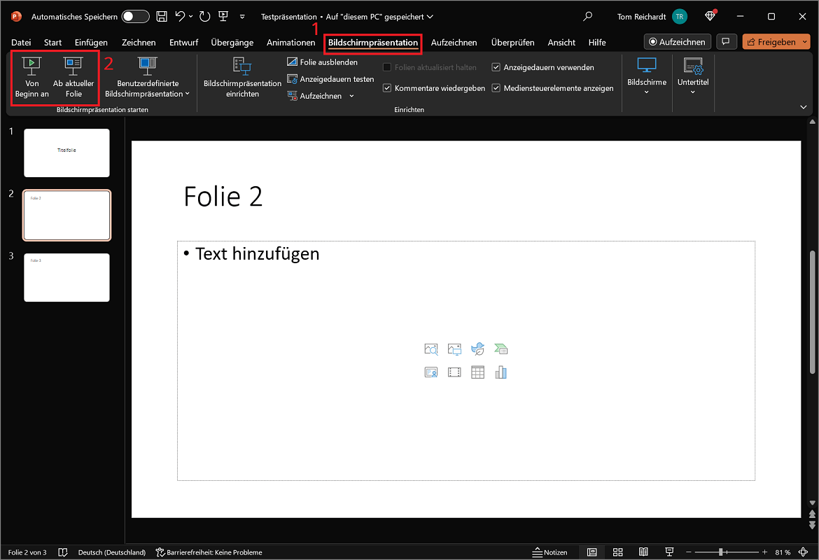 Testez la présentation automatique terminée