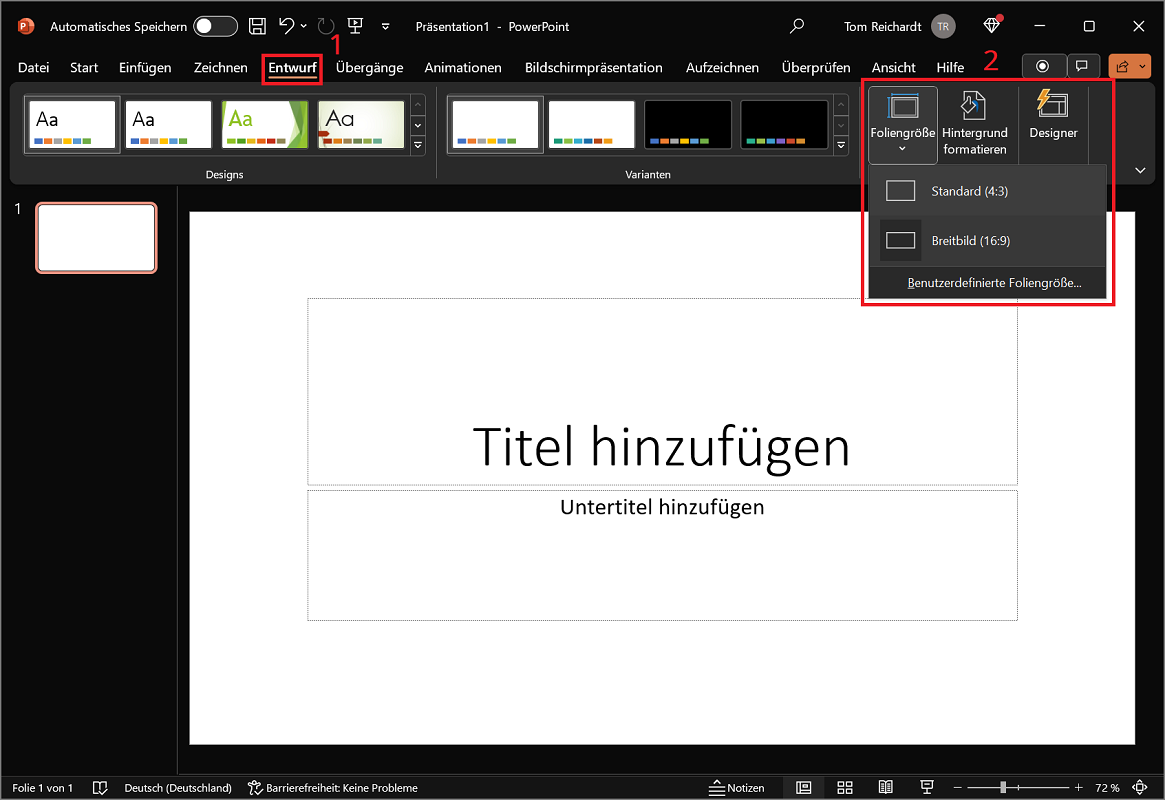 Changer le format dans PowerPoint