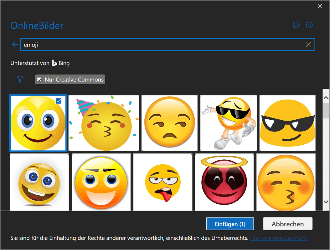 Utilisez la fonctionnalité d'images en ligne dans Outlook pour insérer des emojis