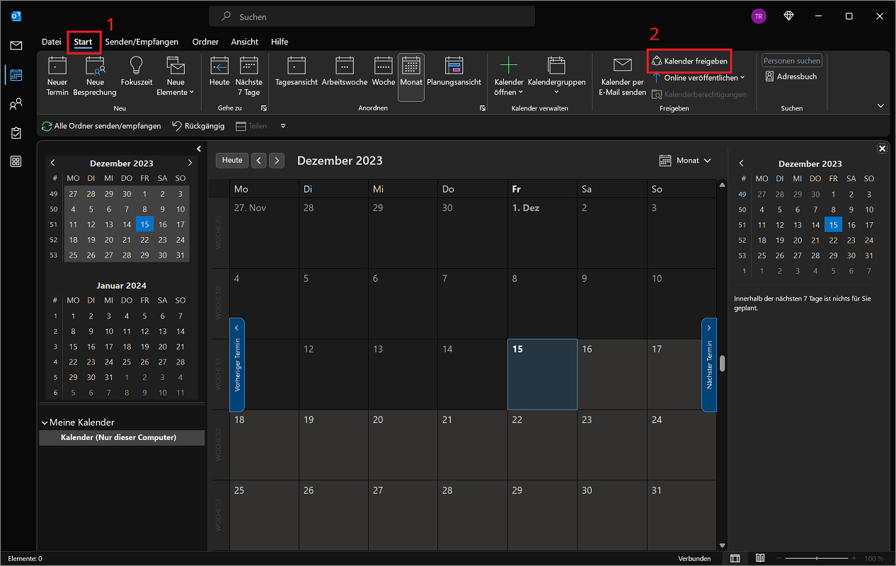 Partager le calendrier dans Outlook