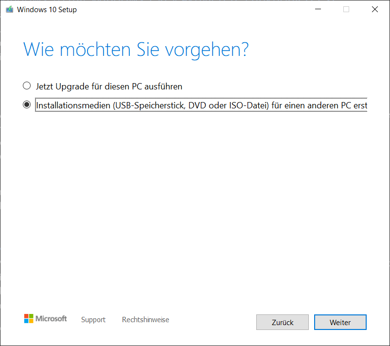 Réinstallez Windows 10 à l'aide de l'outil de création Windows Media