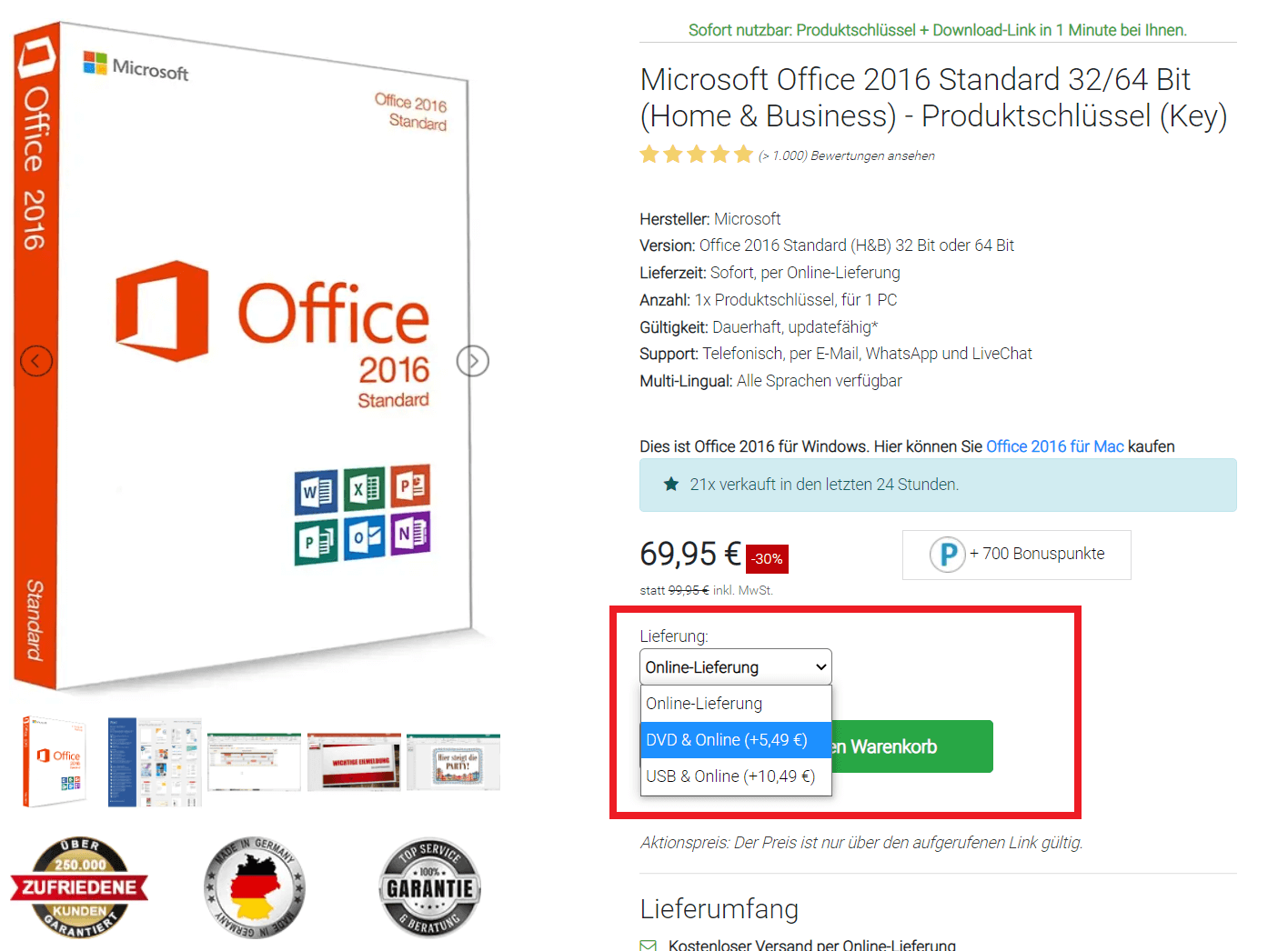 Microsoft Office 2016 mit Datentr&auml;ger auf DVD und USB-Stick bestellen