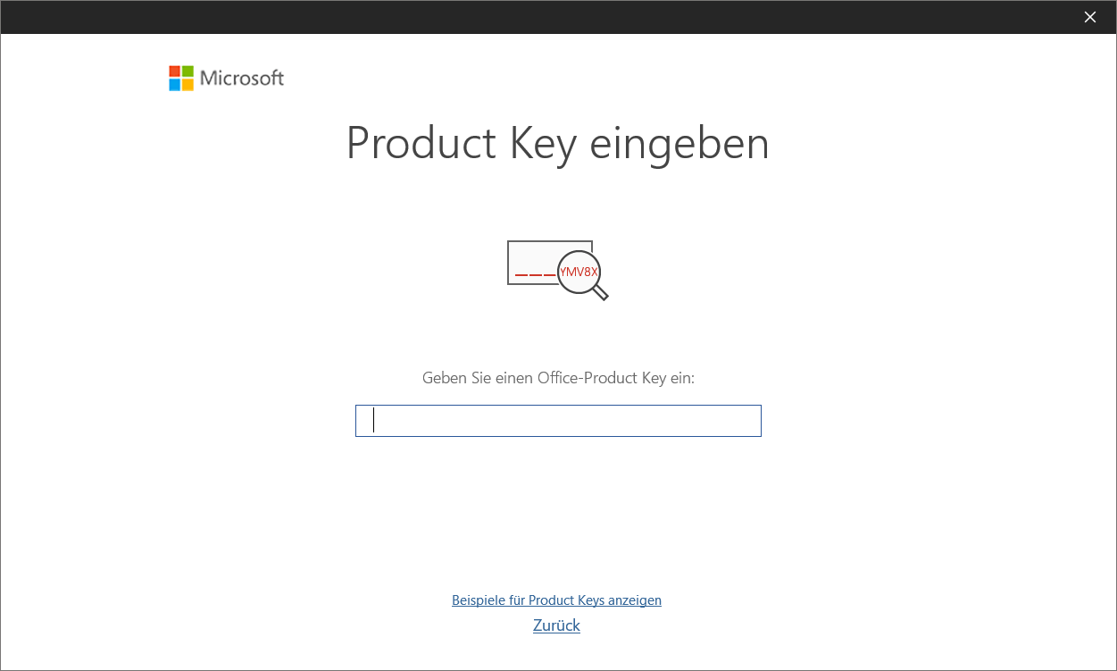 Entrez la clé de produit dans Office 2019