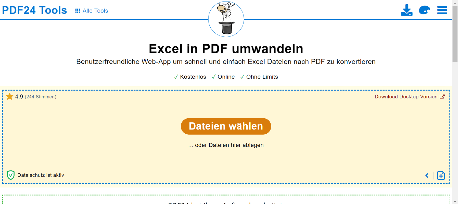 Convertisseur en ligne pour convertir Excel en PDF