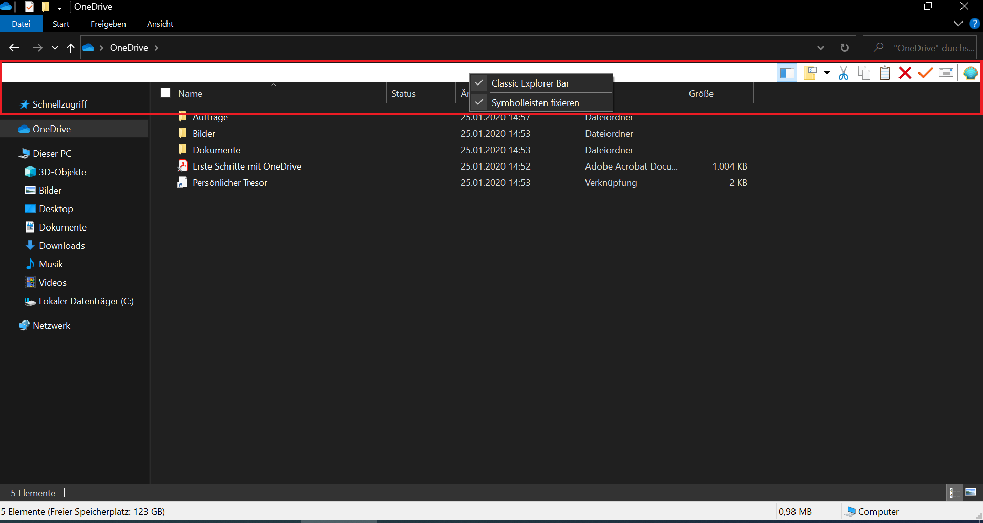 Supprimez la barre de menu Open Shell dans l'Explorateur Windows 10