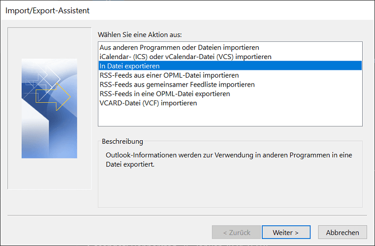 Sauvegarder les données dans Outlook