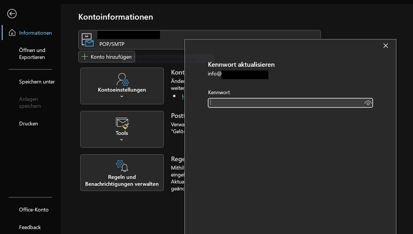 Changer le mot de passe Outlook