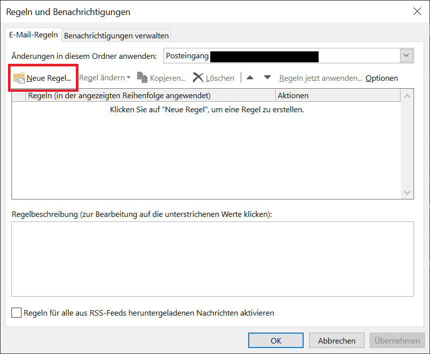 Transférer le courrier dans Outlook – configurer une nouvelle règle