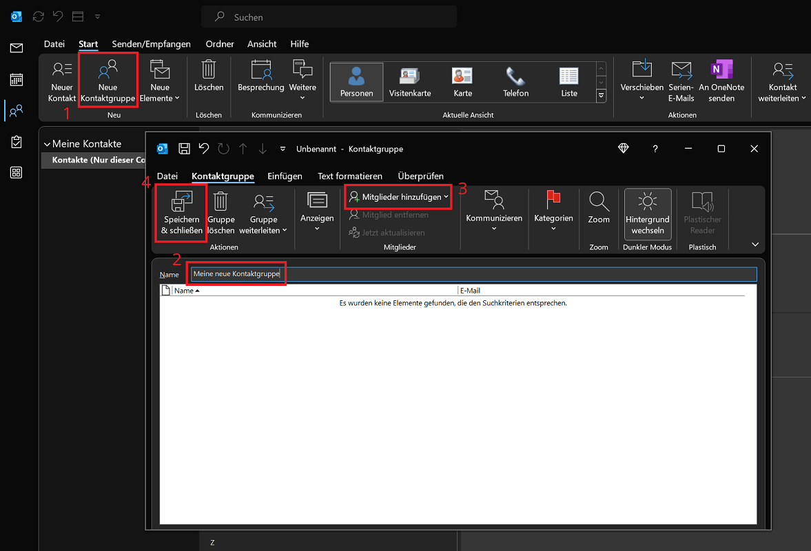 Neuen E-Mail-Verteiler in Outlook erstellen