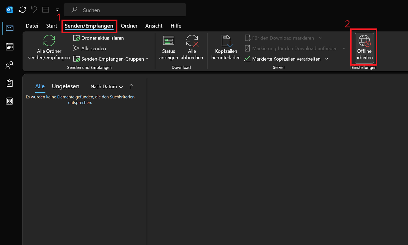 Activer le mode hors connexion d'Outlook