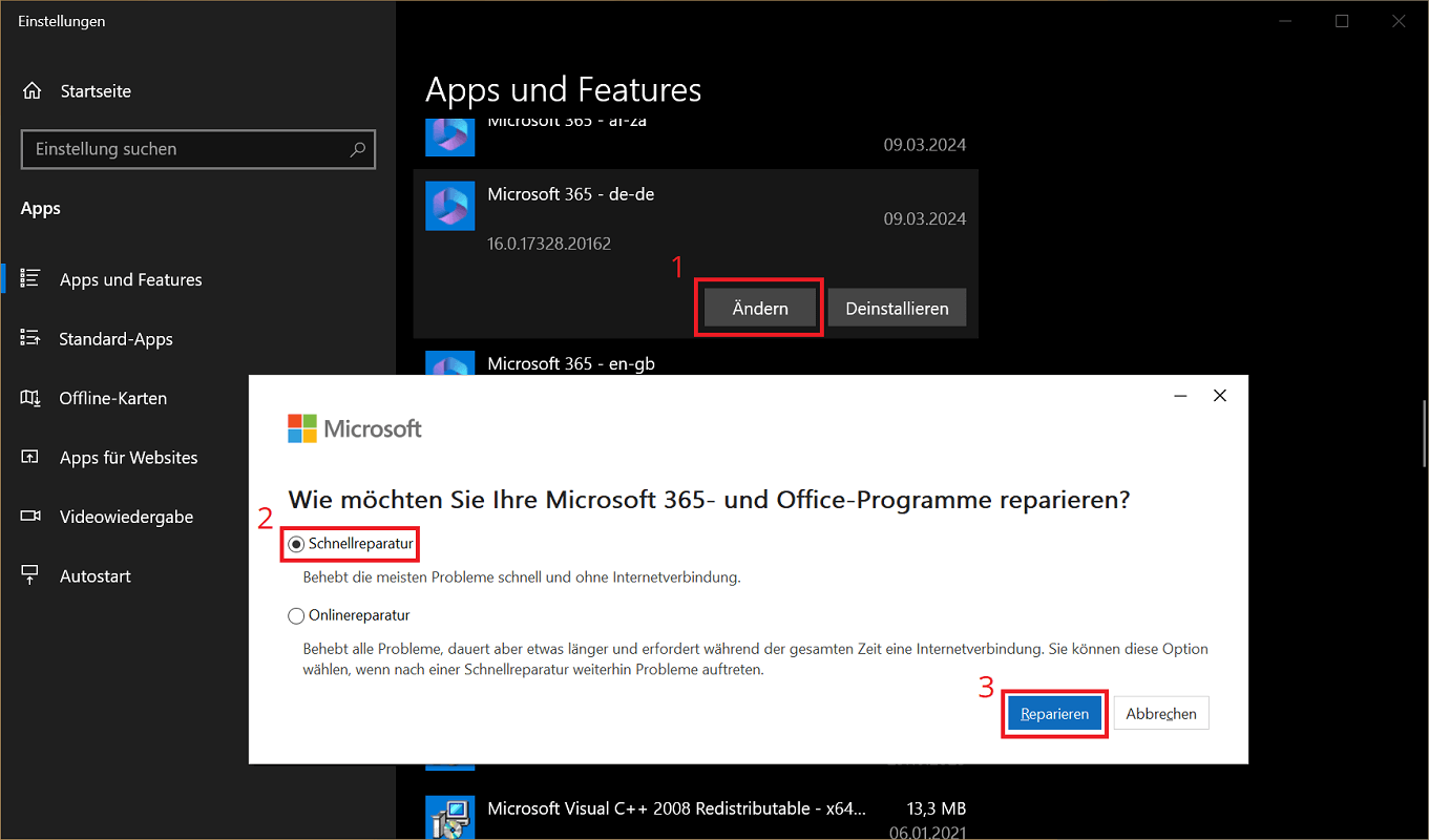 Réparer la synchronisation dans Outlook