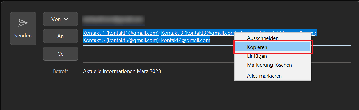Outlook Verteiler aus einer E-Mail anlegen