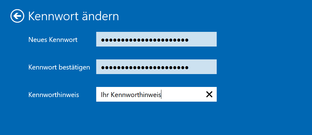 Changer le mot de passe dans Windows 10