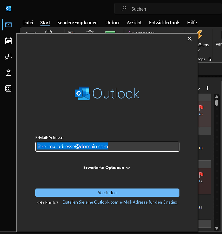 Ajouter une boîte aux lettres dans Outlook