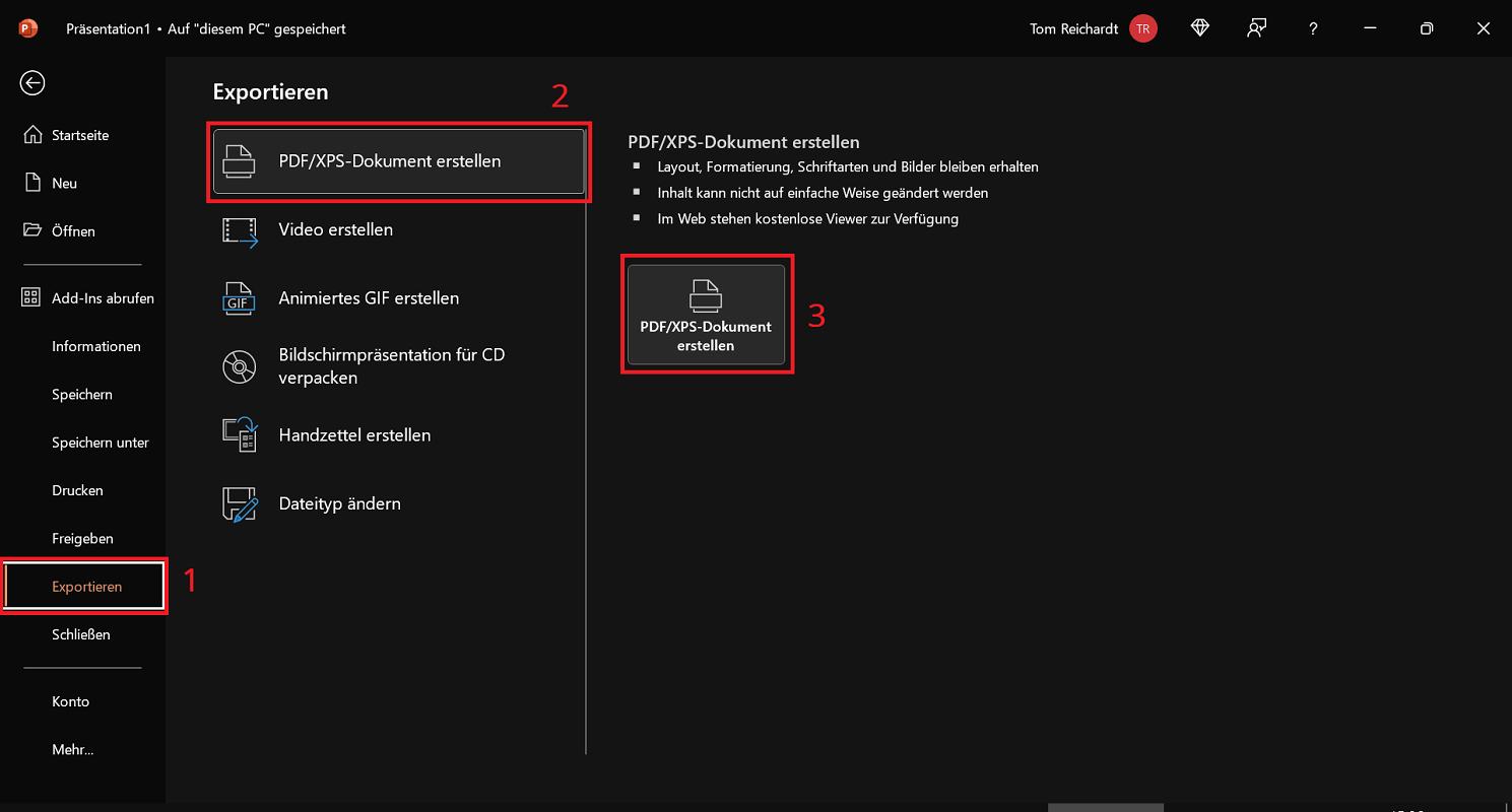 Enregistrer PowerPoint au format PDF