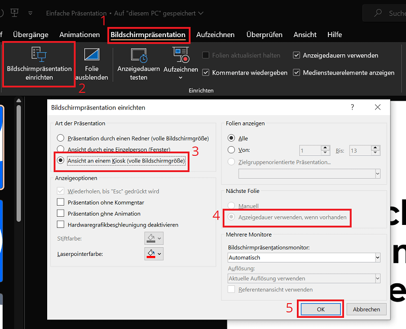 Activer la boucle infinie dans PowerPoint