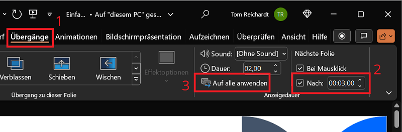 Définir des transitions en boucle sans fin dans PowerPoint