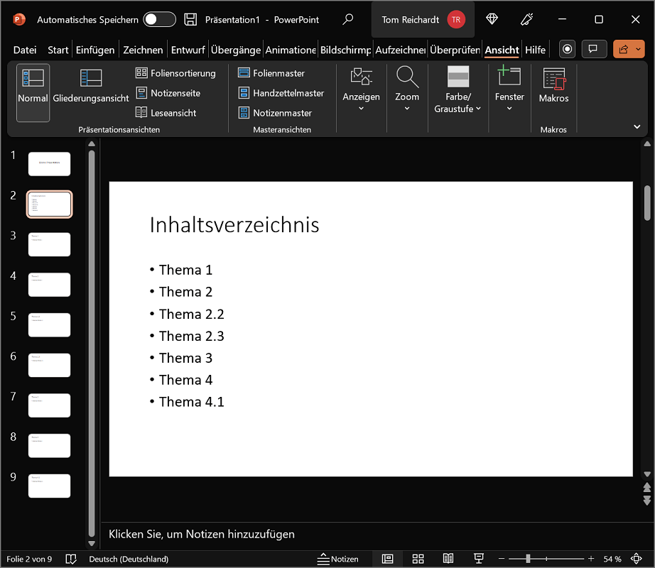 PowerPoint : créer une table des matières