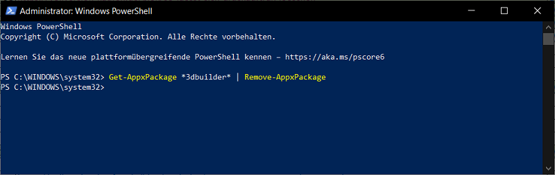 Désinstaller des applications dans la console PowerShell sous Windows 10