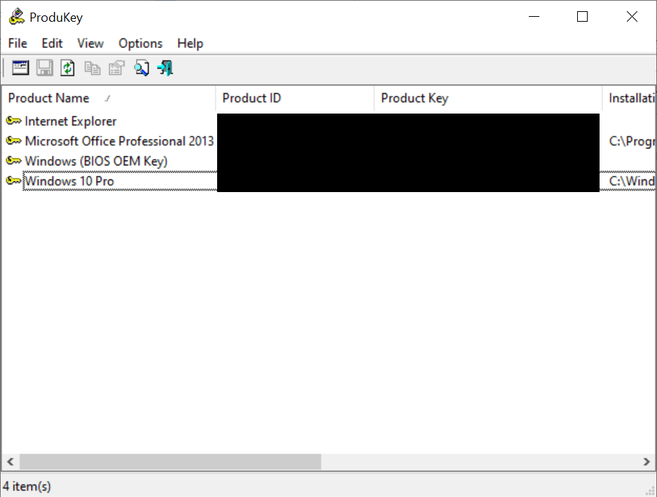 Windows Lizenz mit dem Programm ProduKey auslesen