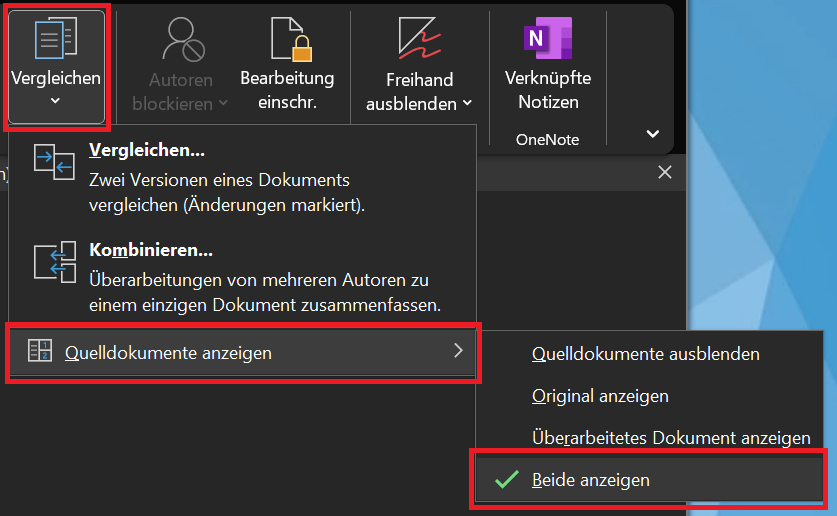 Afficher les documents sources lors de la comparaison