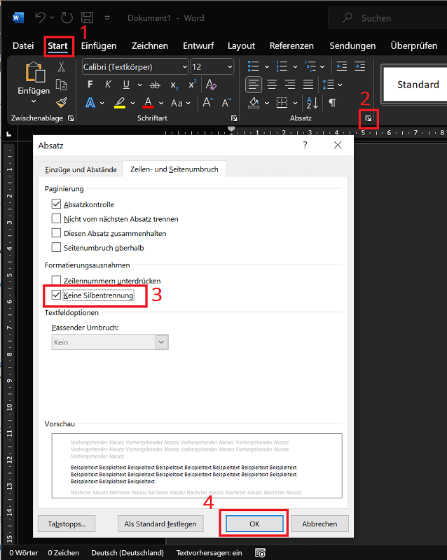 Appliquer et autoriser la césure uniquement pour certains paragraphes