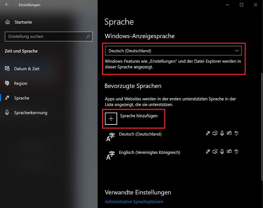 Systemsprache in den Windows 10 Einstellungen &auml;ndern