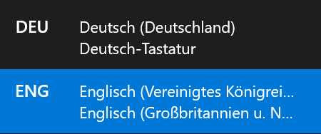 Tastenkombination f&uuml;r eine schnelle Sprach&auml;nderung