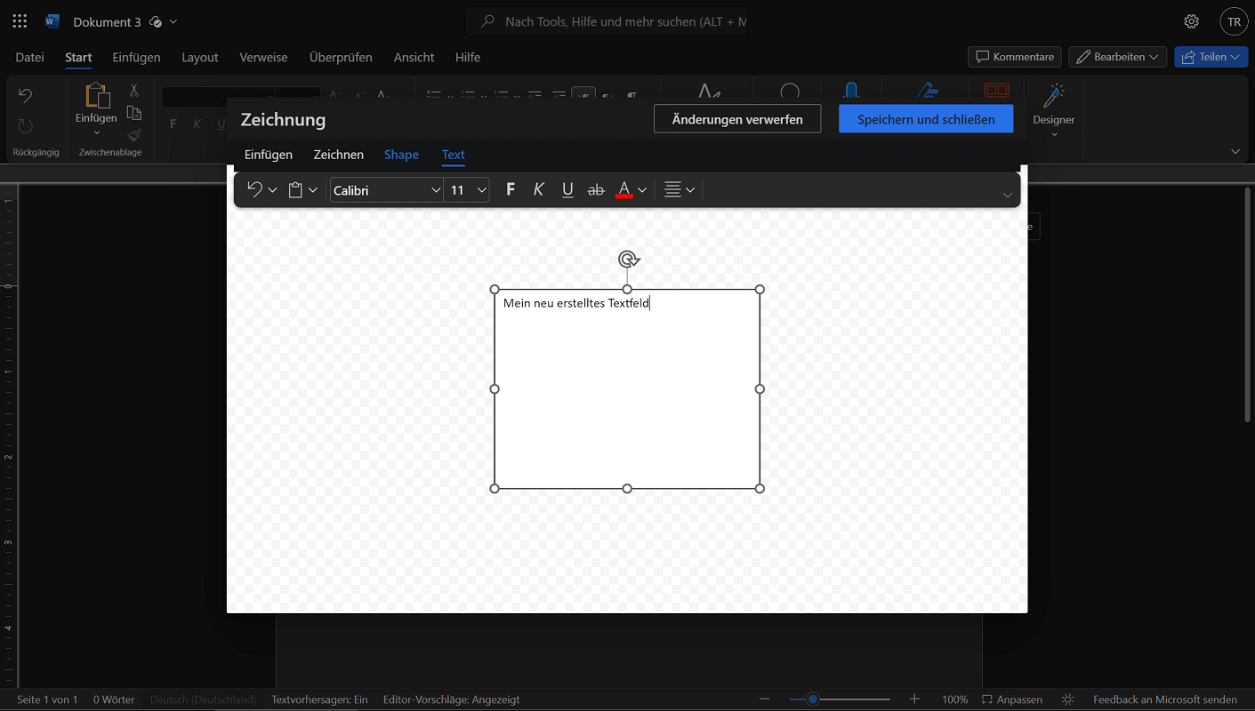 Insérer un champ de texte dans la version Web de Word