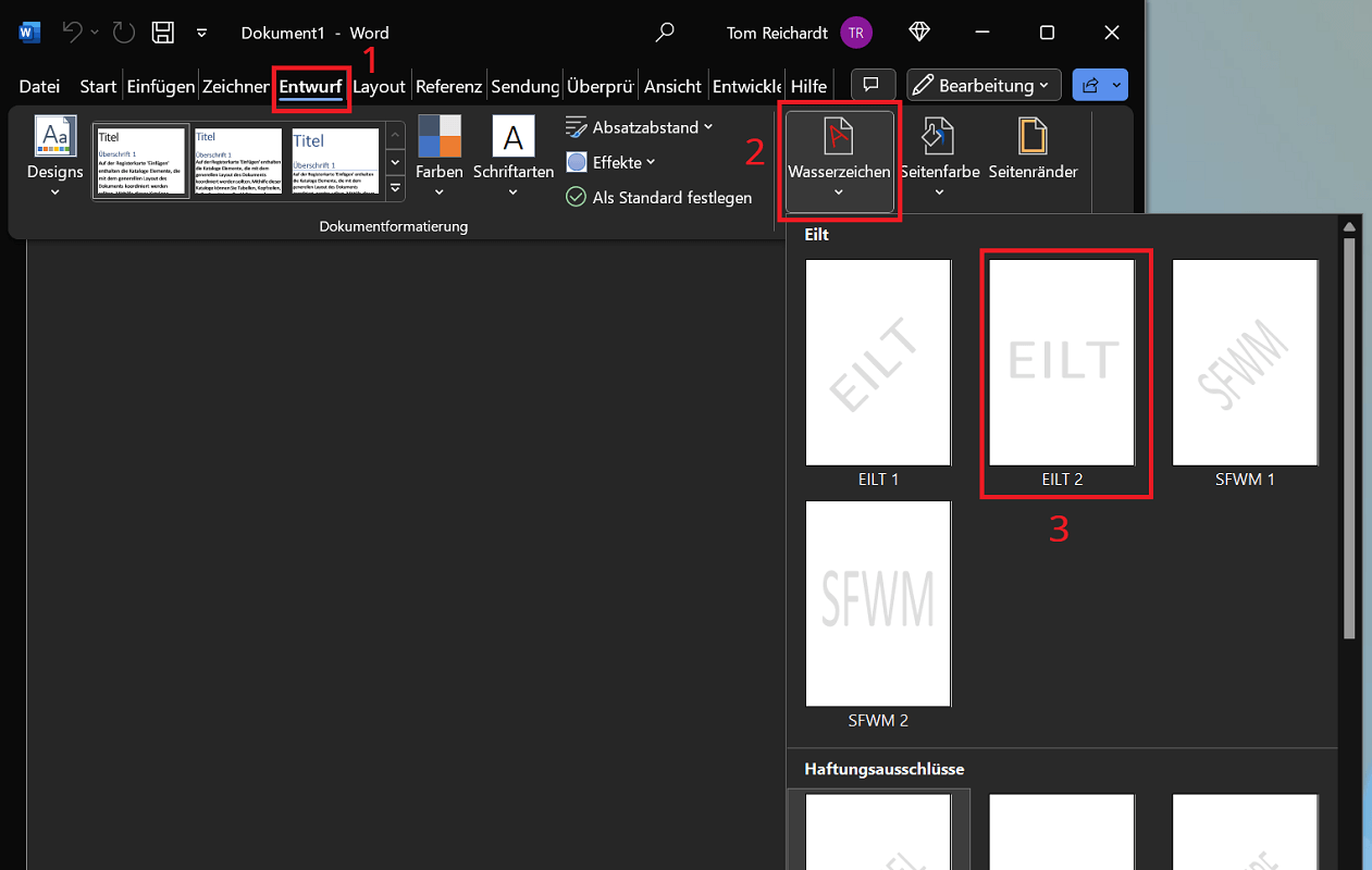 Insérer un filigrane dans Word