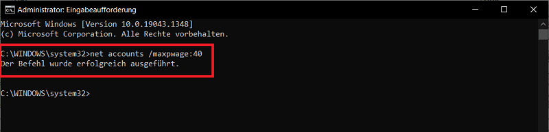 Configurer le rappel de mot de passe dans l'invite de commande Windows 10