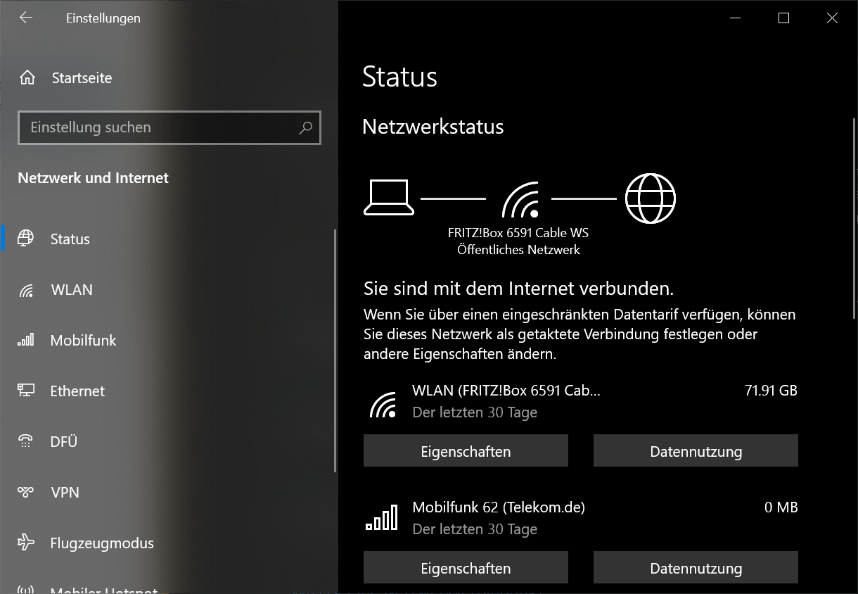 Paramètres et options de partage dans Windows 10