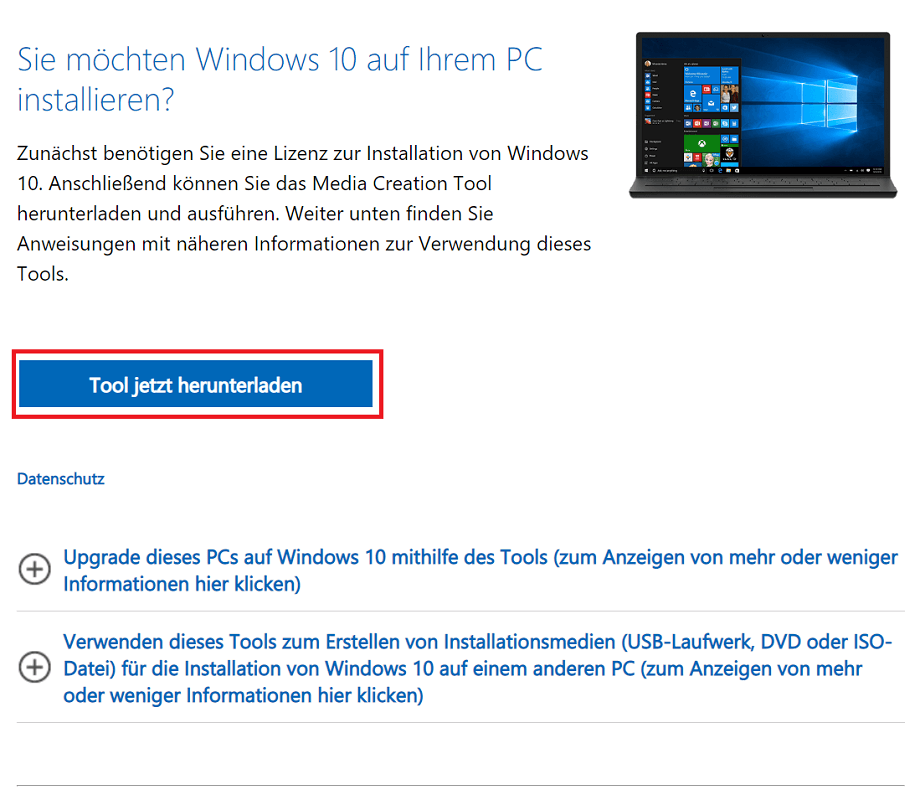 Téléchargement ISO de Windows 10