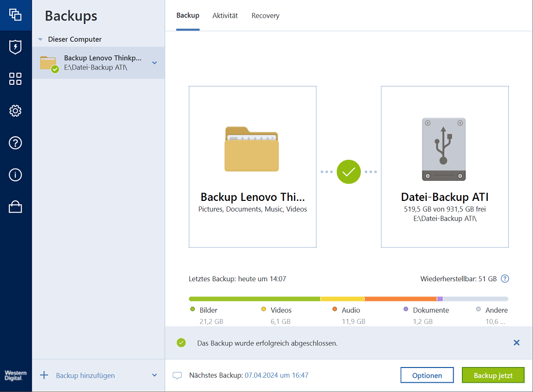 Programme de sauvegarde Windows