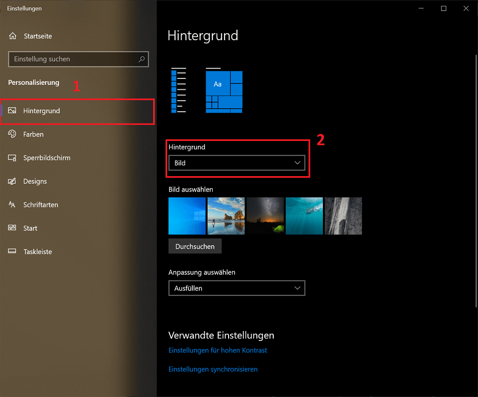Changer le fond d'écran du bureau Windows