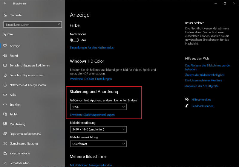 Dans les paramètres Windows sous
