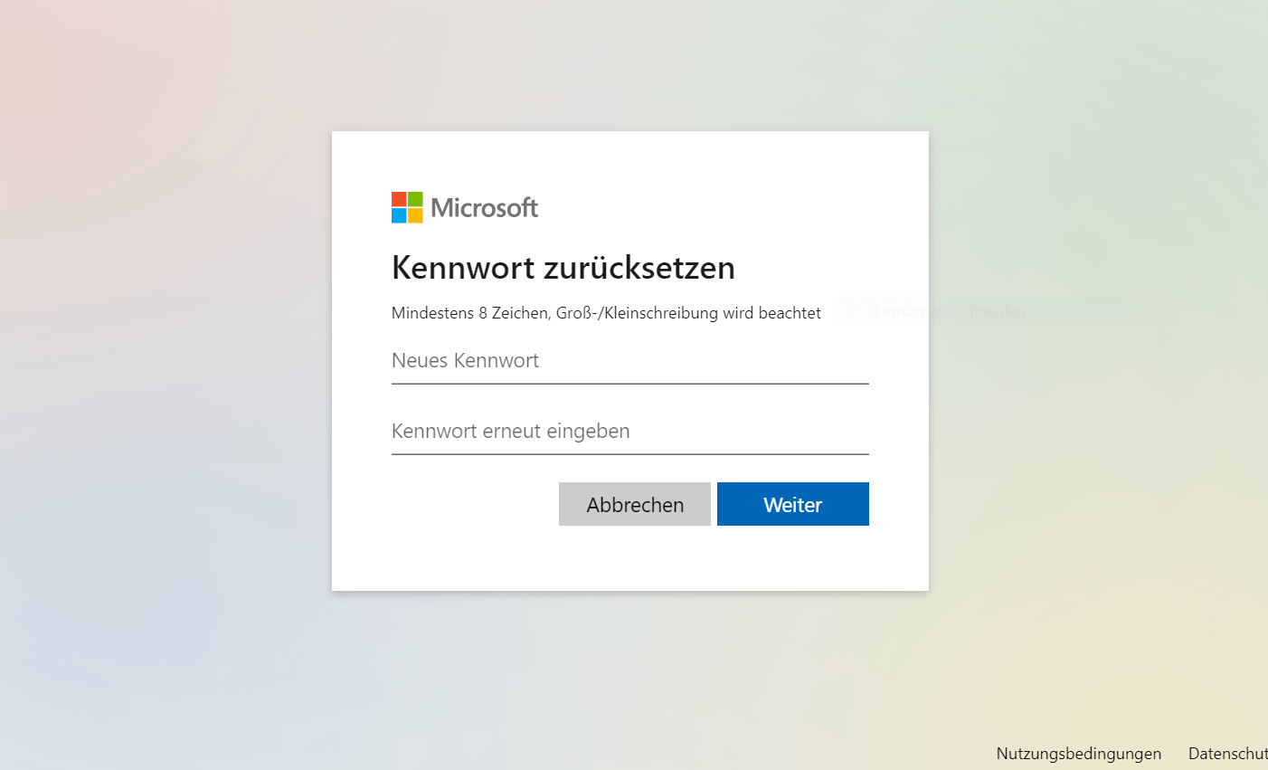 Récupération du mot de passe du compte Microsoft