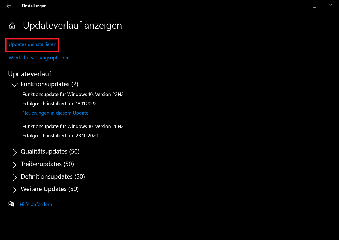 Réinitialiser les mises à jour Windows