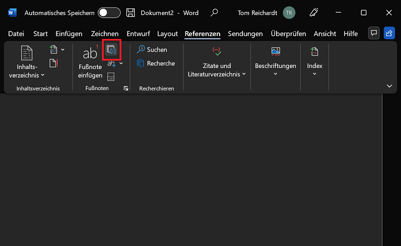Endnote in Word einf&uuml;gen