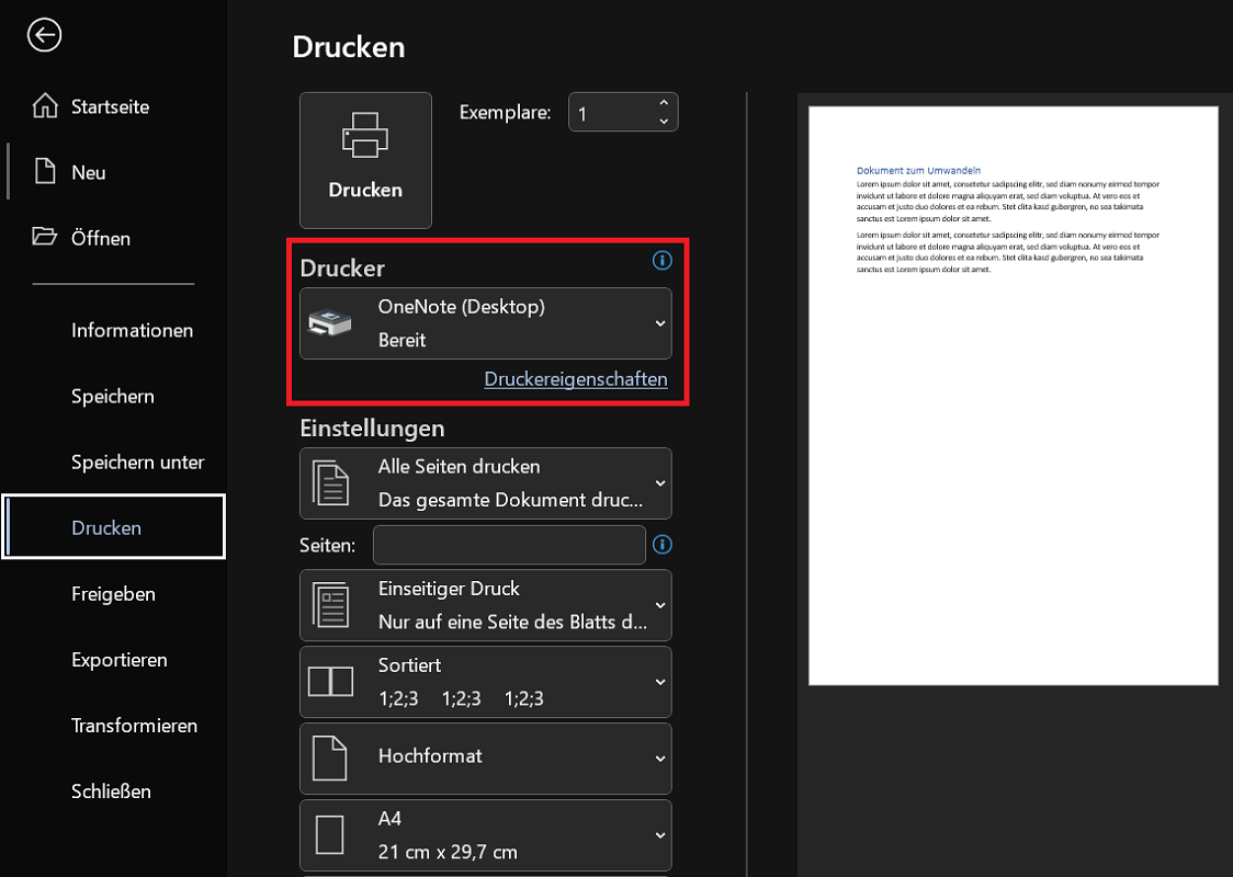 Convertir Word en JPG avec Microsoft OneNote